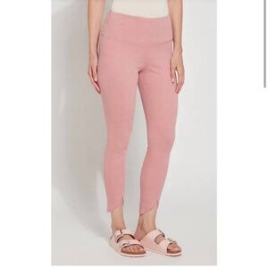 LYSSE Lynette scalloped denim pants in pink
